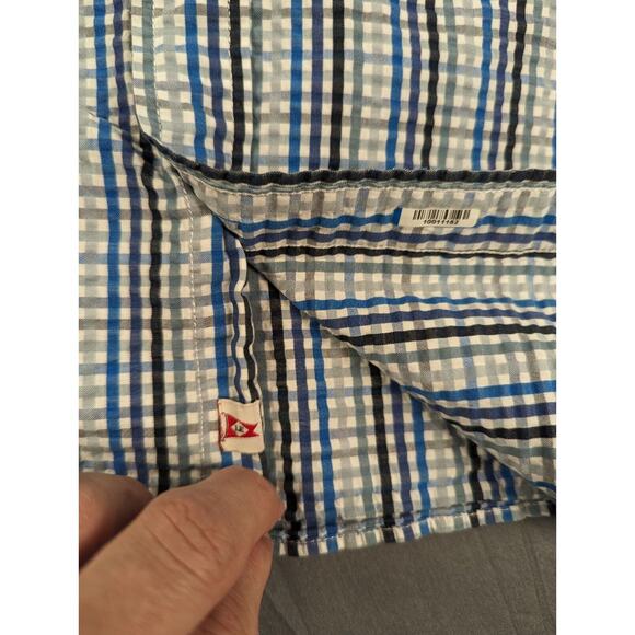 Lands' End Shirt Large Men's Blue Plaid Short Sleeve Button Down Traditional Fit - Picture 4 of 8